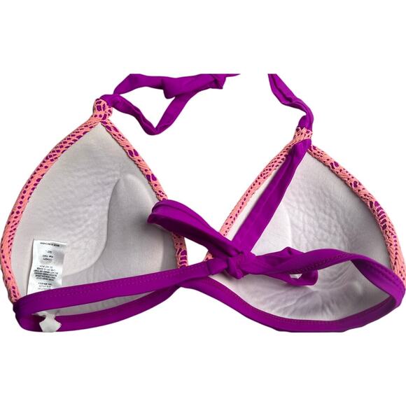 Hula Honey Coral Purple Swimsuit Bikini Crochet Push-up Top Large L - Picture 2 of 5